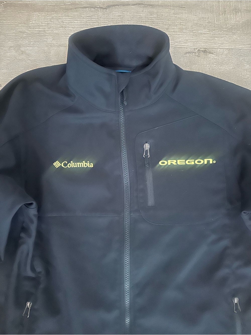Columbia Black M Jacket UO university of Oregon ducks zip up unisex long sleeve - Picture 2 of 3